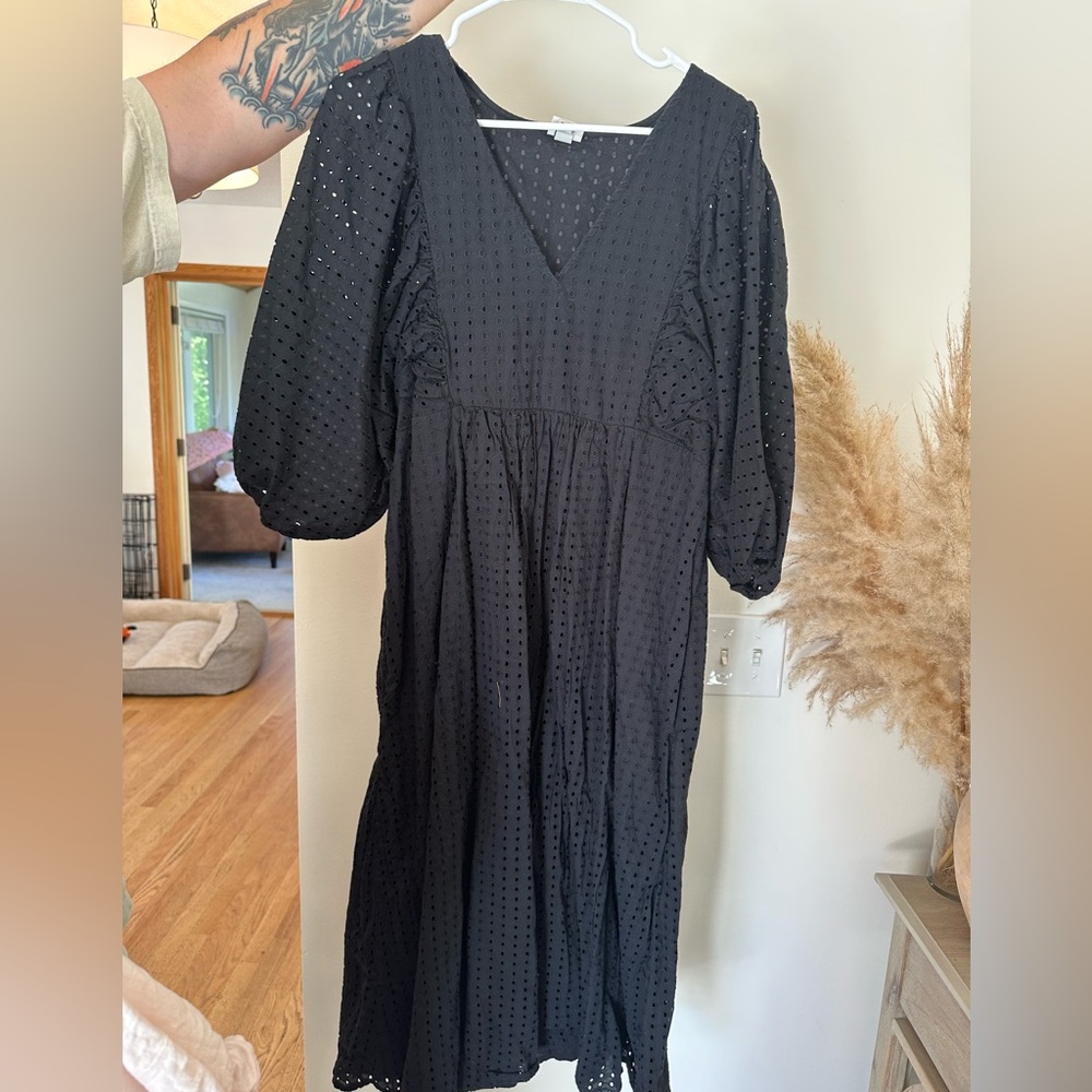 a new day Black Eyelet Dress